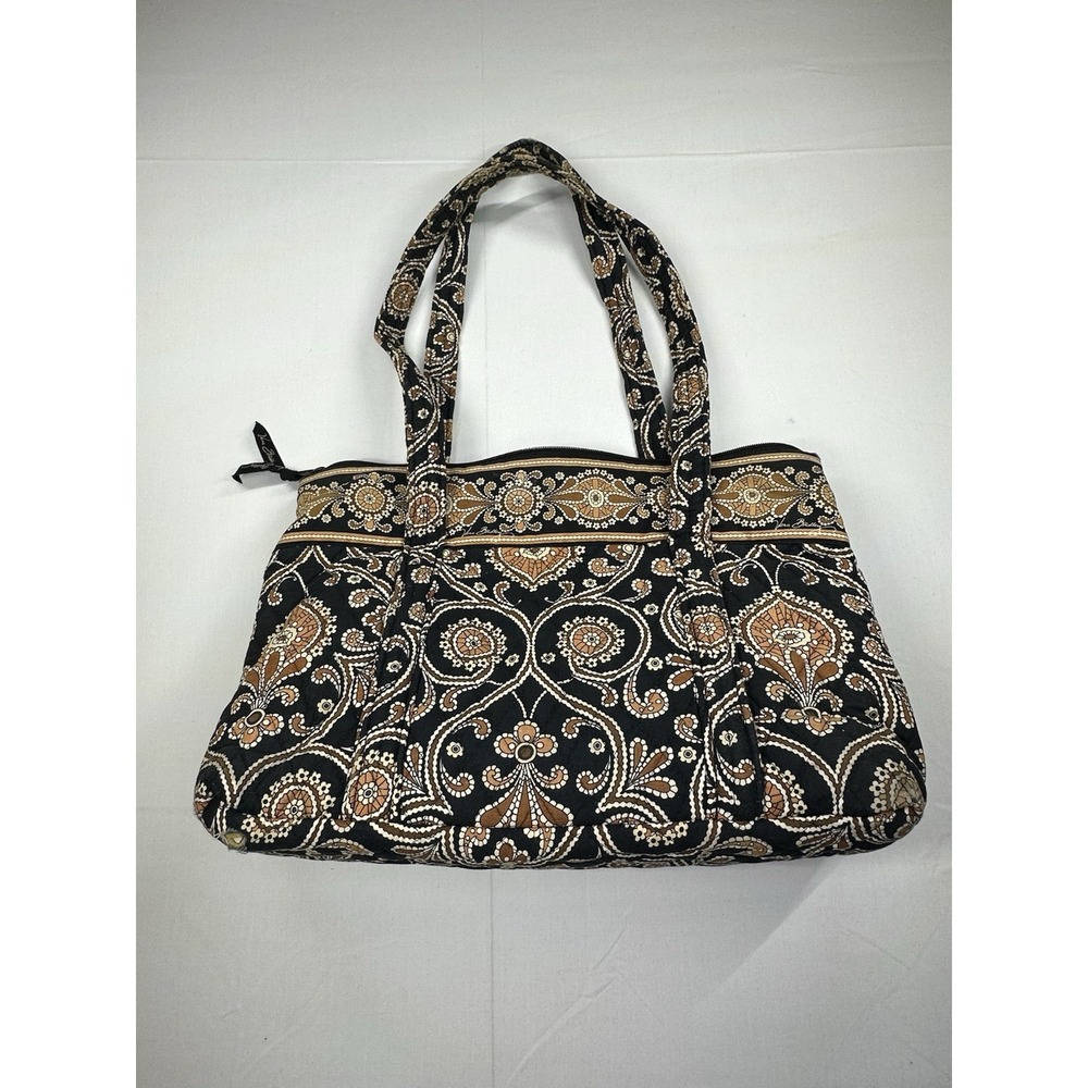 Vera Bradley Cafe Latte Shoulder Bag Purse Double Strap Brown and Black Retired